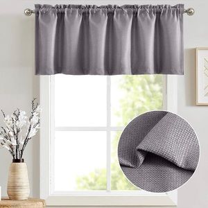 18 inch Basket Weave Textured Grey Valance